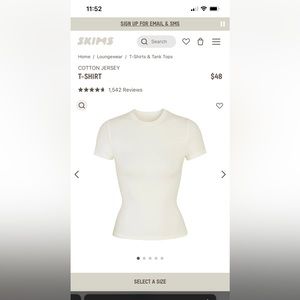 Skims cotton jersey short sleeve tshirt in bone size xxs